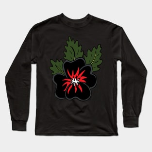 Single two toned black pansy flower illustration Long Sleeve T-Shirt